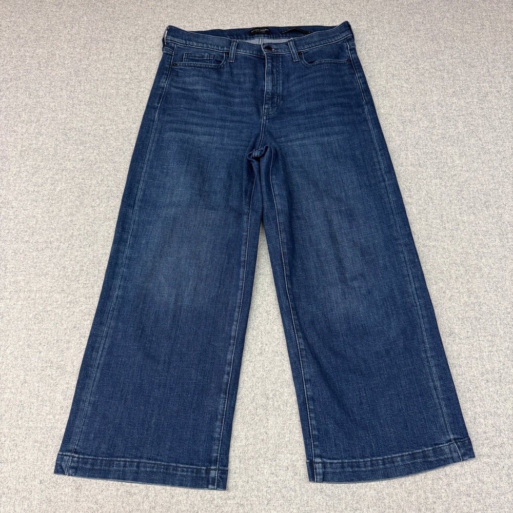 Banana Republic Premium Denim Jeans 30 Blue High Rise Wide Leg Crop Stretch 1635